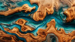 © MDShah - Abstract topographic contour natural wood table texture with a winding epoxy resin river flowing through the middle.