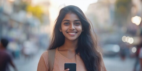 Sticker - Young Woman in Cityscape