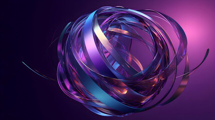 Poster - A vibrant 3D abstract design featuring intertwined ribbons and curves in shades of purple and blue.