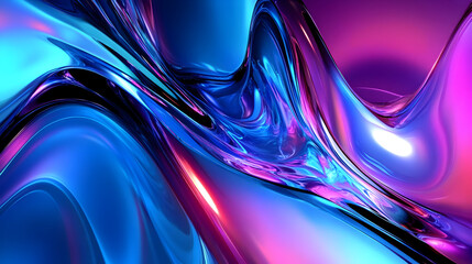 A vibrant abstract design with flowing shapes in blue and purple hues.