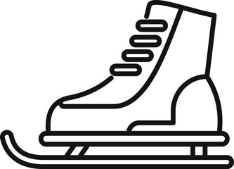 Wall Mural - Minimalist line art icon of an ice skate standing on thin ice