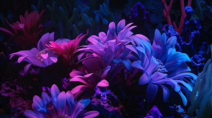 Wall Mural - Vibrant Purple and Pink Underwater Flora