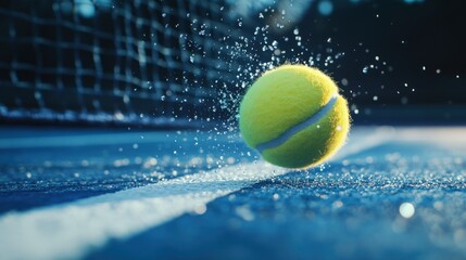 Tennis Ball Splashing on Court