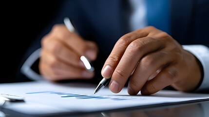 A businessperson consulting with a financial advisor, discussing bankruptcy options, with charts and financial documents spread out.