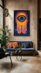 Poster - Hamsa Hand Bohemian Home Judaism, Islam Religion Spiritual Symbol