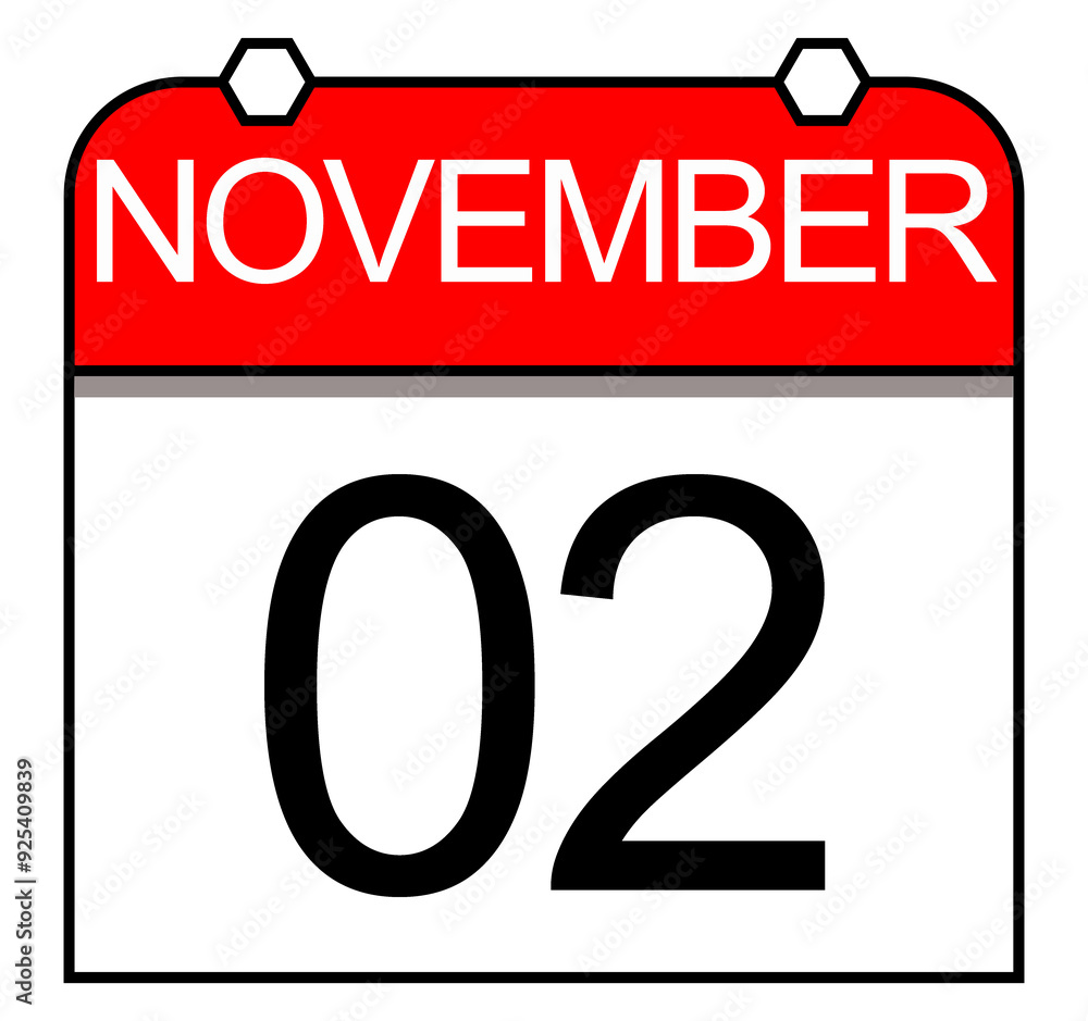 Illustration Stock November 2nd - a classic calendar icon. Day of the ...