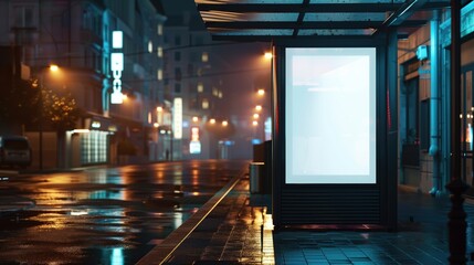 Night Time Bus Stop Billboard