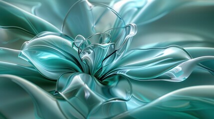 Wall Mural - Abstract Aqua Flower