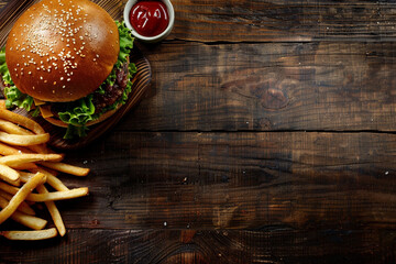 Appetizing Burger with French Fries