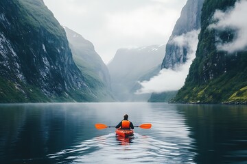 Wall Mural - kayaking on the lake