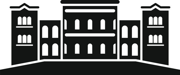 Poster - Black silhouette vector icon of a big city hall building with columns facade