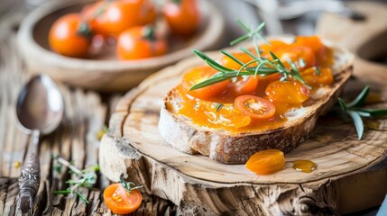 Toasted Bread with Roasted Tomatoes and Rosemary