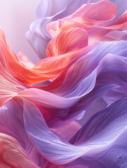 Wall Mural - Soft and vibrant waves dance across the abstract canvas, mirroring the luxurious texture of silk fabric.