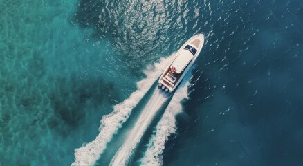 Wall Mural - Two Boats Navigating Clear Blue Water Near Coastal Region