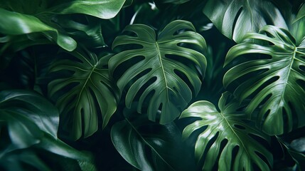 Wall Mural - A Lush Composition of Tropical Green Leaves and Foliage