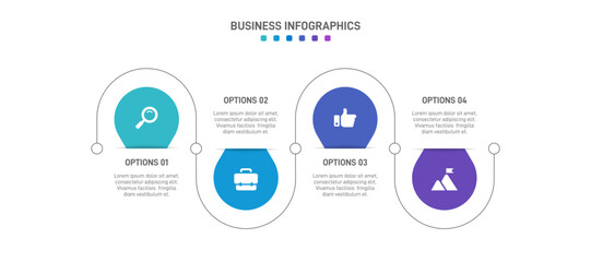 Wall Mural - Horizontal progress bar featuring 4 arrow-shaped elements, symbolizing the four stages of business strategy and progression. Clean timeline infographic design template. Vector for presentation