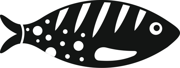 Sticker - Simple icon of a fish swimming side view in black and white