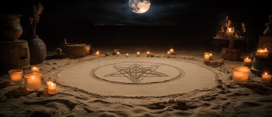 Pentacle Moonlit Ritual Wicca, Paganism Religion Spiritual Symbol