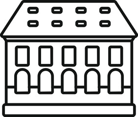 Sticker - Line art style icon of a big classic building facade with columns and windows