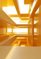 Abstract Yellow Structure 3D Render