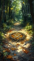 Pentacle Forest Gathering Wicca, Paganism Religion Spiritual Symbol