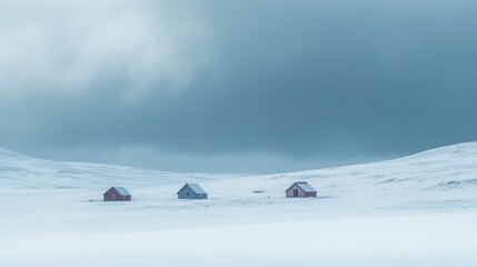 a group of little hut in the snow feild with cloudy day --ar 16:9 --v 6.1 Job ID: a341dfc2-2c98-49e2-b8e9-6bbdd2bb9aac