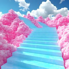 Sticker - Blue Stairs Leading To Pink Clouds