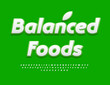 © Popskraft - Vector healthy badge Balanced Foods. White and Green Bright Font. Decorative Alphabet Letters and Numbers set.