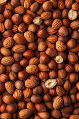 Wall Mural - Top view of hazelnuts almonds background