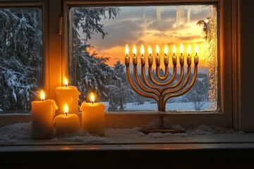 Poster - Menorah Festival of Lights Judaism Religion Spiritual Symbol