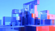© Siasart Studio - Abstract glassy blue and red blocks.