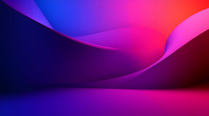 Canvas Print - Abstract gradient background with curved lines in blue, pink, purple, and red colors.