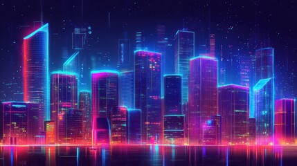 Poster - Neon Cityscape - Futuristic City Lights