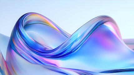 Canvas Print - Abstract iridescent blue and purple liquid wave.