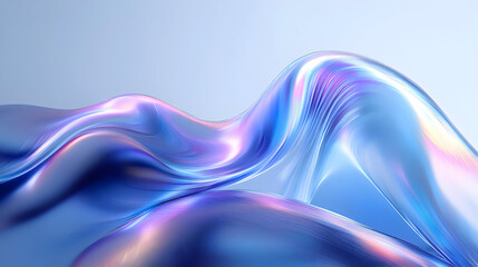 Canvas Print - Abstract iridescent blue liquid waves background.