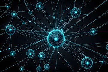 A computer generated image of a brain with many small spheres