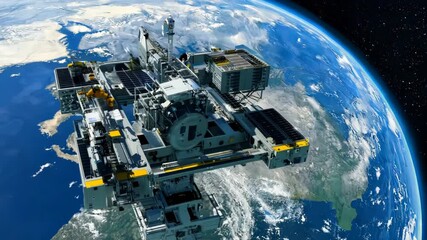 Wall Mural - High-Tech Space Station Viewing Earth