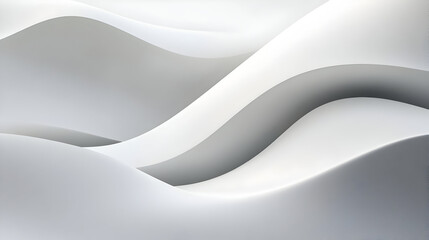 Poster - Abstract waves in soft white tones create a serene and modern aesthetic.