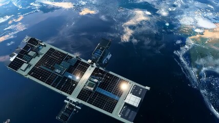 Wall Mural - Space Station in Earth's Starry Orbit