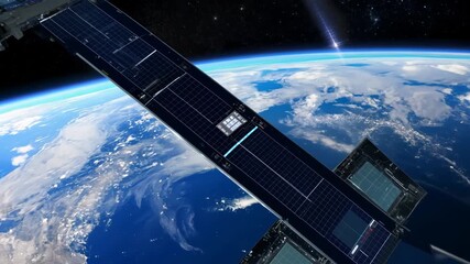 Wall Mural - Spacecraft Station Circling Planet Earth