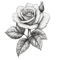 Wall Mural - PNG Detailed black and white rose illustration