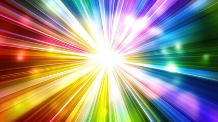 Vibrant burst of colorful rays radiating from the center, creating a dazzling light effect