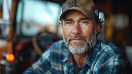 Wall Mural - Close-up Portrait of a Mature Man with a Thoughtful Expression