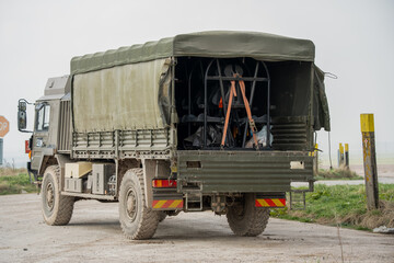 Wall Mural - utility haulage support vehicle in action on a military exercise, MAN SV4X4