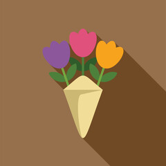 Sticker - Simple and colorful bouquet of tulips wrapped in paper, perfect for any occasion