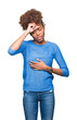 © Krakenimages.com - Beautiful young african american woman over isolated background Touching forehead for illness and fever, flu and cold, virus sick