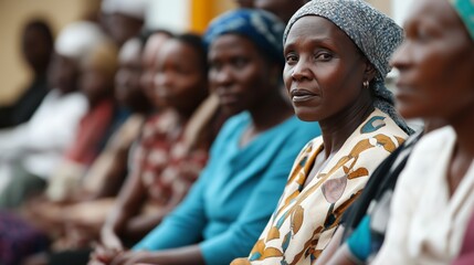 individuals seated in orderly line at the clinic