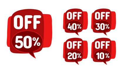 Canvas Print - red discount labels for Different percent price