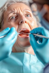 Wall Mural - elderly old lady woman in the dentist's chair Generative AI