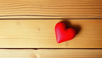 Valentines day background with two red hearts on wooden background, ai